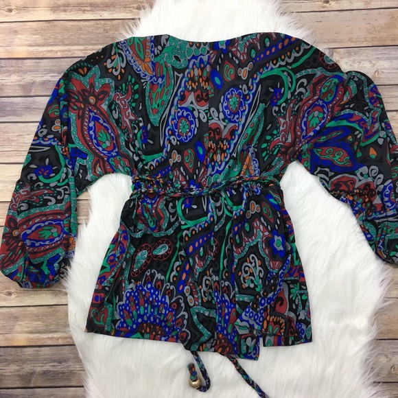 tibi multicolor/print silk wrap top - Picture 5 of 5